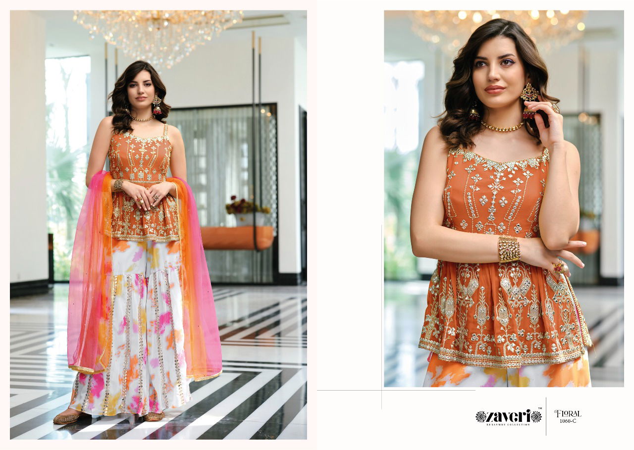Zaveri Floral Color Edition New Designer Fancy Party Wear Stylish Ready Made Collection